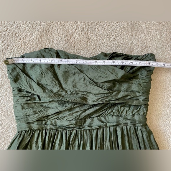 J.Crew Crinkled 100% silk Arabelle dress. Dark green size 10 - Picture 8 of 12